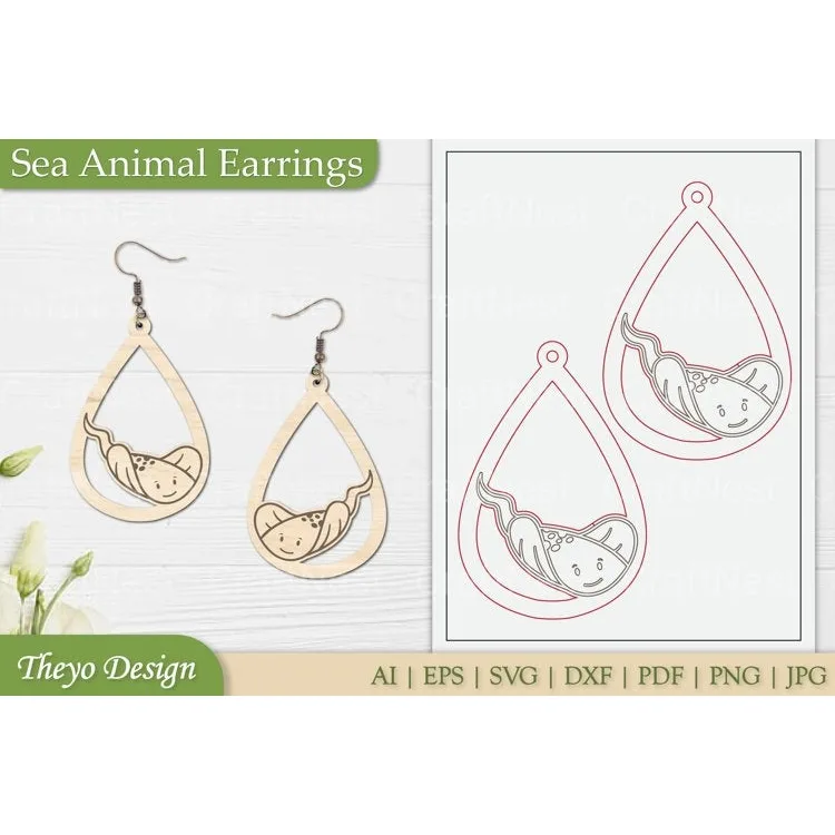 Sea Animal Earrings SVG Bundle