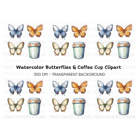 Butterfly Cup Clipart Bundle