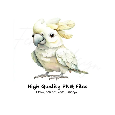 Cute White Cockatoo Clipart Bundle