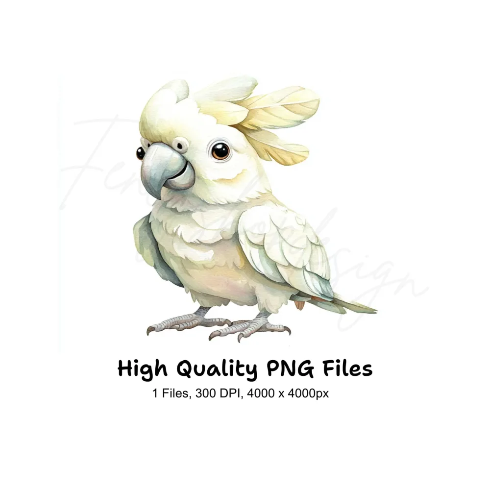 Cute White Cockatoo Clipart Bundle