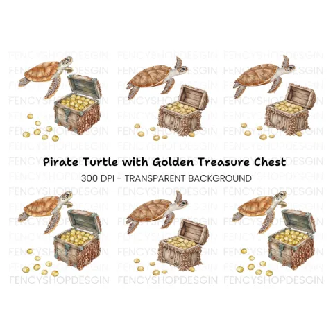 Treasure Chest and Turtle Clipart Bundle