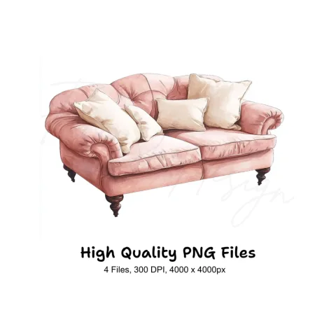 Charming Pink Sofa Clipart Bundle