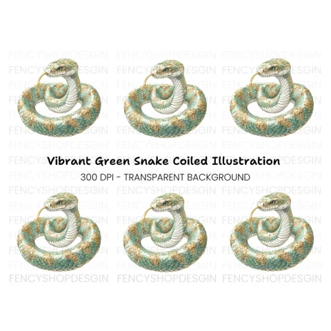 Elegant Green Ornate Snake Clipart Bundle