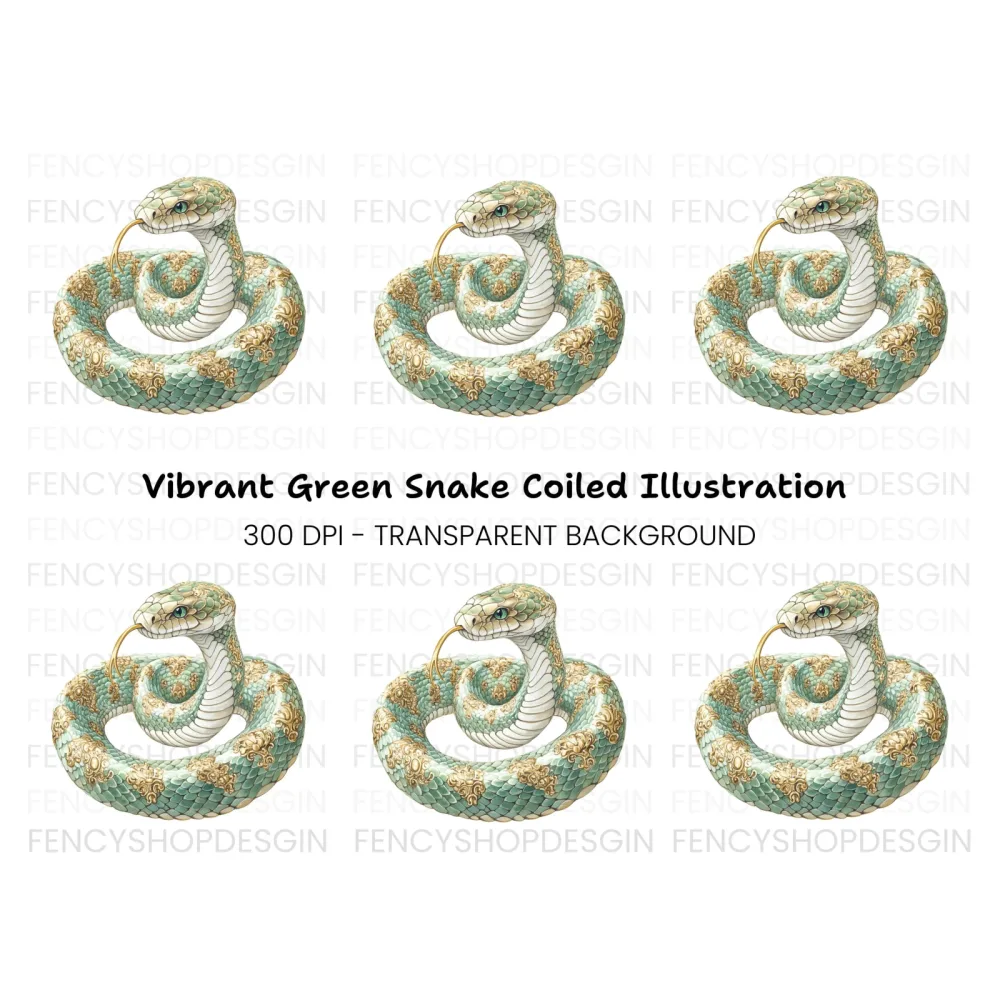 Elegant Green Ornate Snake Clipart Bundle