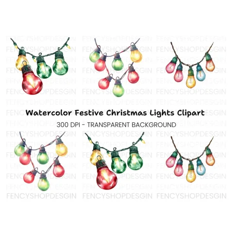 Christmas Lights Clipart Bundle
