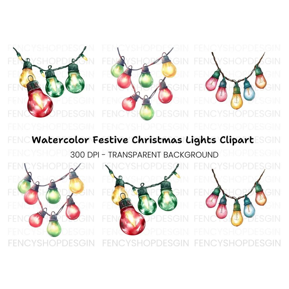 Christmas Lights Clipart Bundle