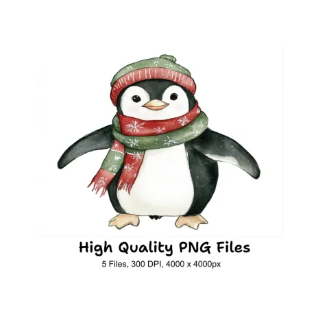 Christmas Penguin Clipart Bundle