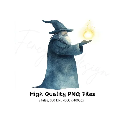 Wizard with Magic Orb Clipart Bundle