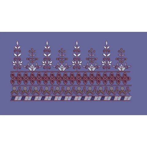 Geometric Floral Vine Border Embroidery Design