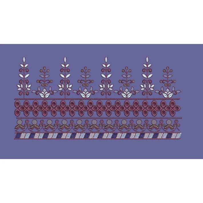 Geometric Floral Vine Border Embroidery Design