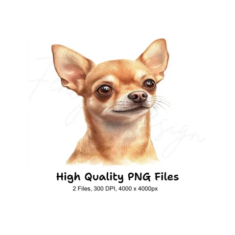 Cute Chihuahua Dog Head Portrait Clipart Bundle