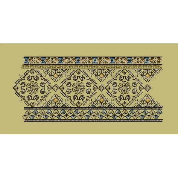 Geometric Floral Tapestry Embroidery Design