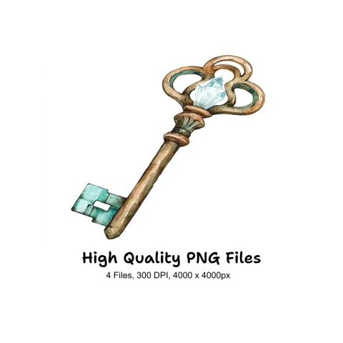 Rustic Bronze Keys with Diamond Clipart Bundle