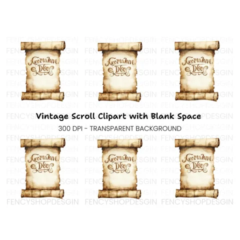 Vintage Scroll Calligraphy Clipart Bundle
