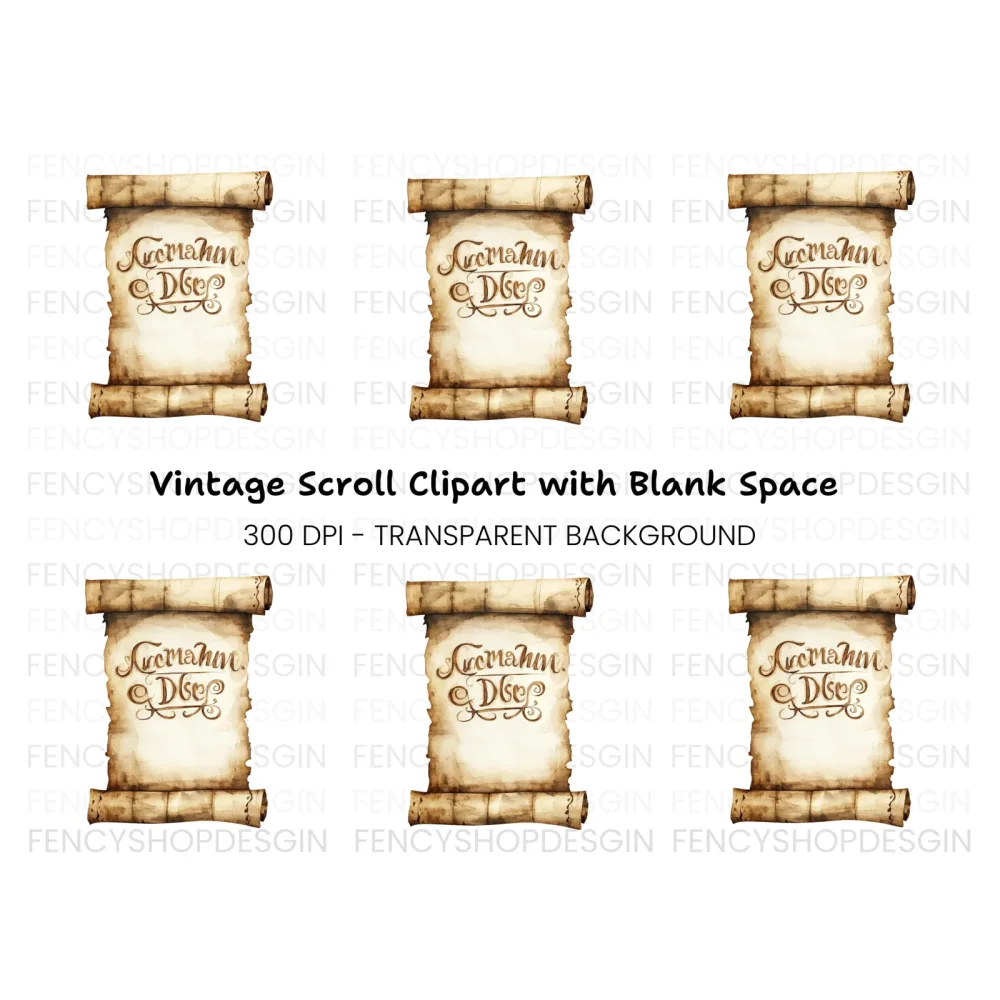 Vintage Scroll Calligraphy Clipart Bundle