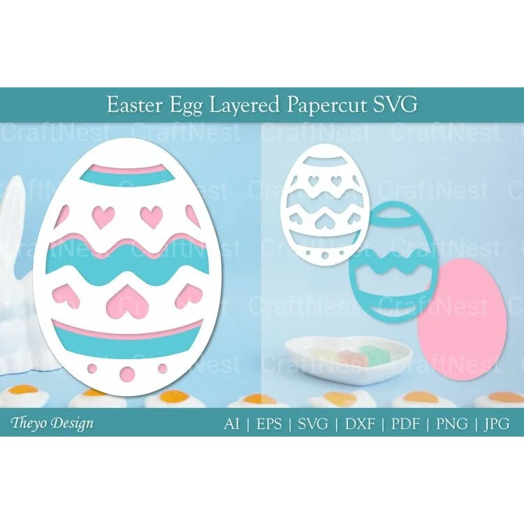 Easter Egg Layered Papercut SVG Bundle