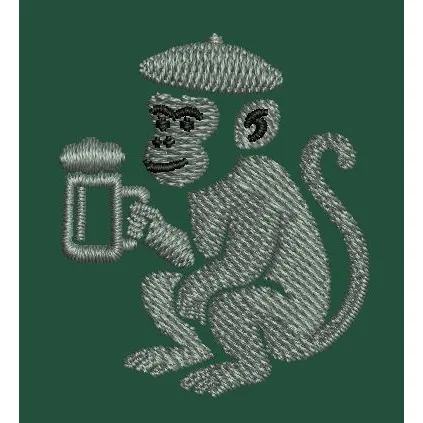Monkey With Mug Embroidery Design