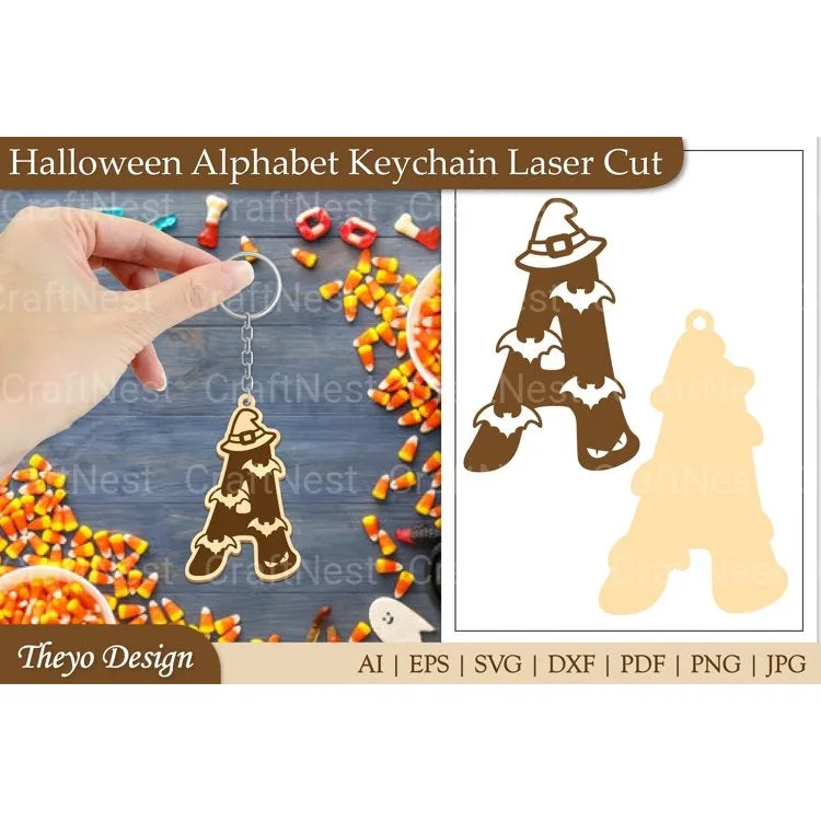 Halloween Keychain Alphabet SVG