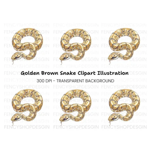 Golden Patterned Snake Clipart Bundle