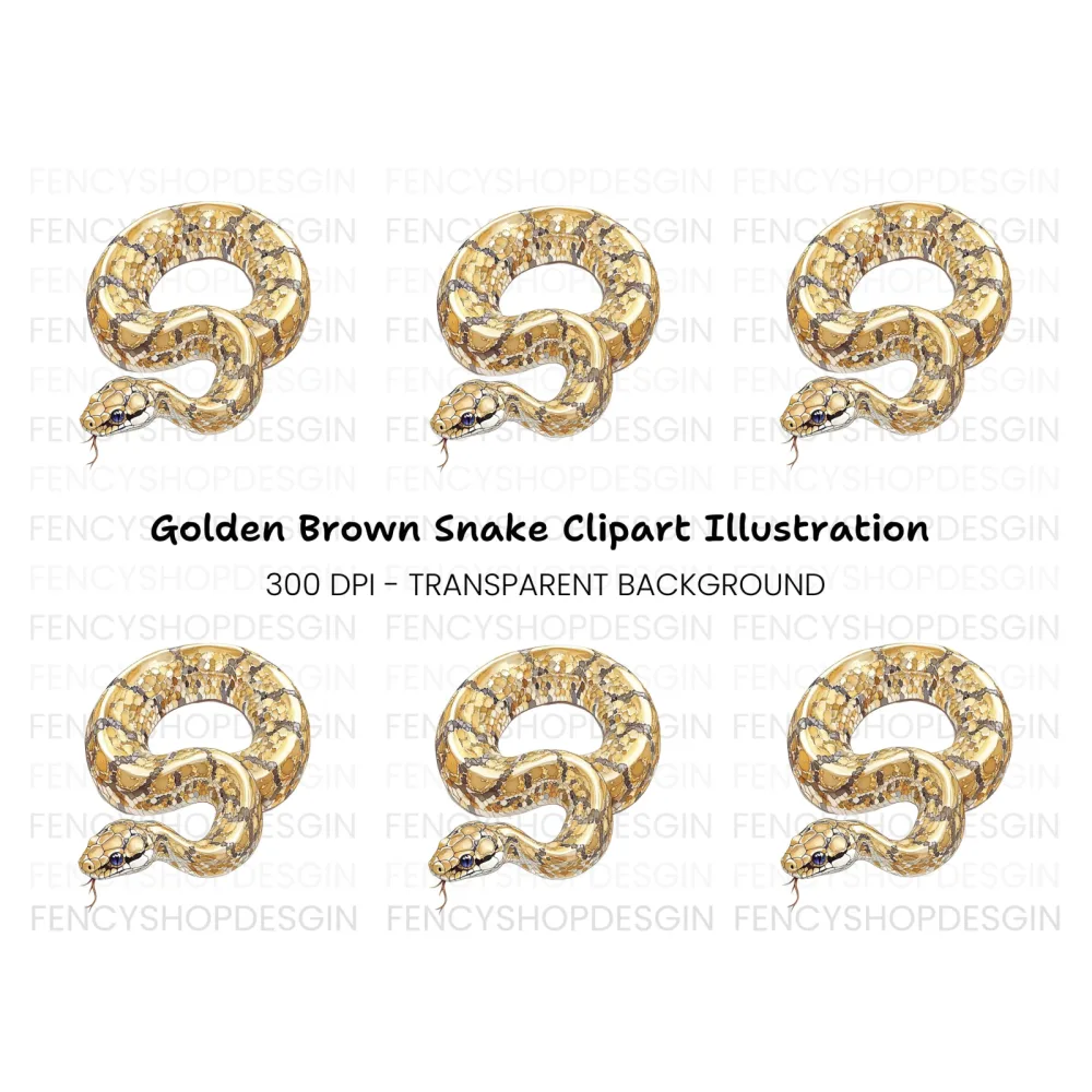 Golden Patterned Snake Clipart Bundle
