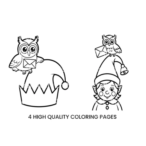Christmas Elf and Owl Mail Coloring Books