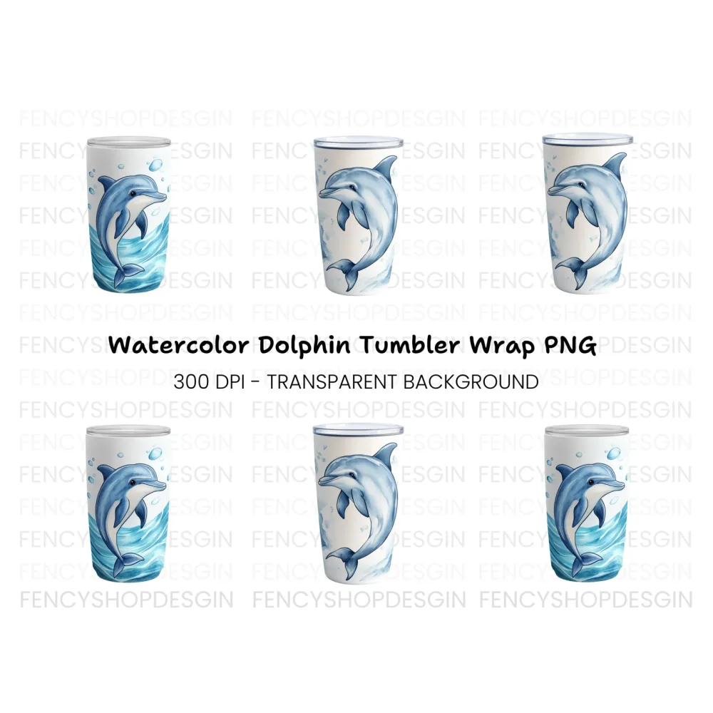Dolphin Tumbler Clipart Bundle