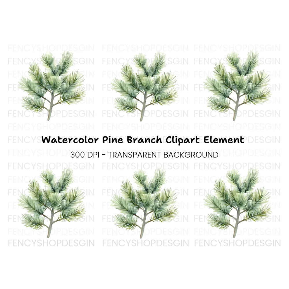Pine Branch Clipart Bundle