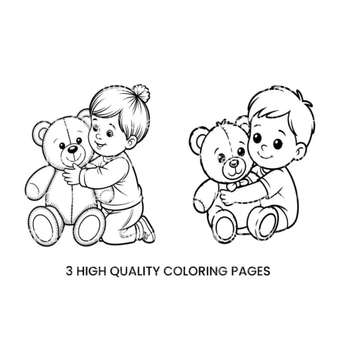 Cute Babies with Teddy Bears Coloring Books