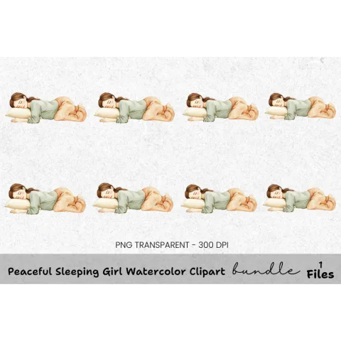 Peaceful Sleeping Girl Clipart Bundle