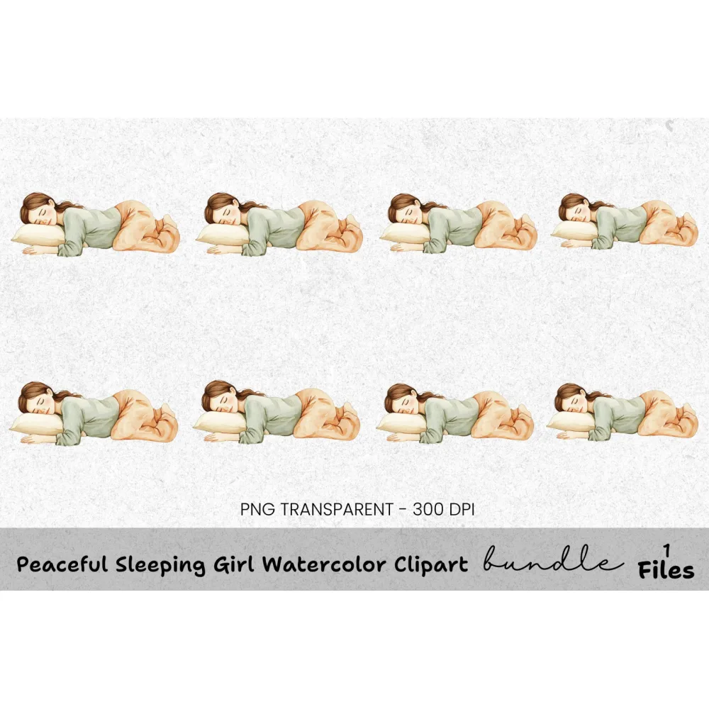 Peaceful Sleeping Girl Clipart Bundle