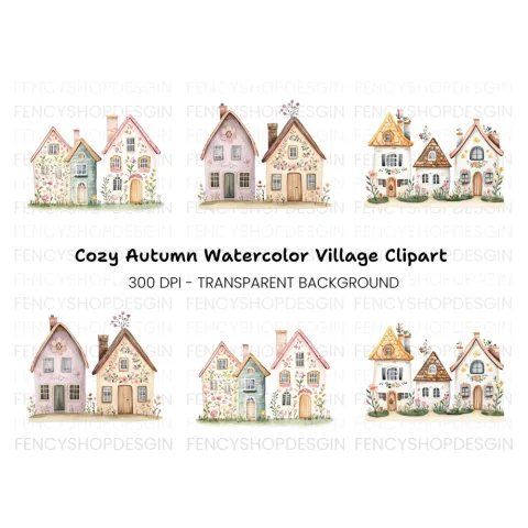 Floral Houses Clipart Bundle
