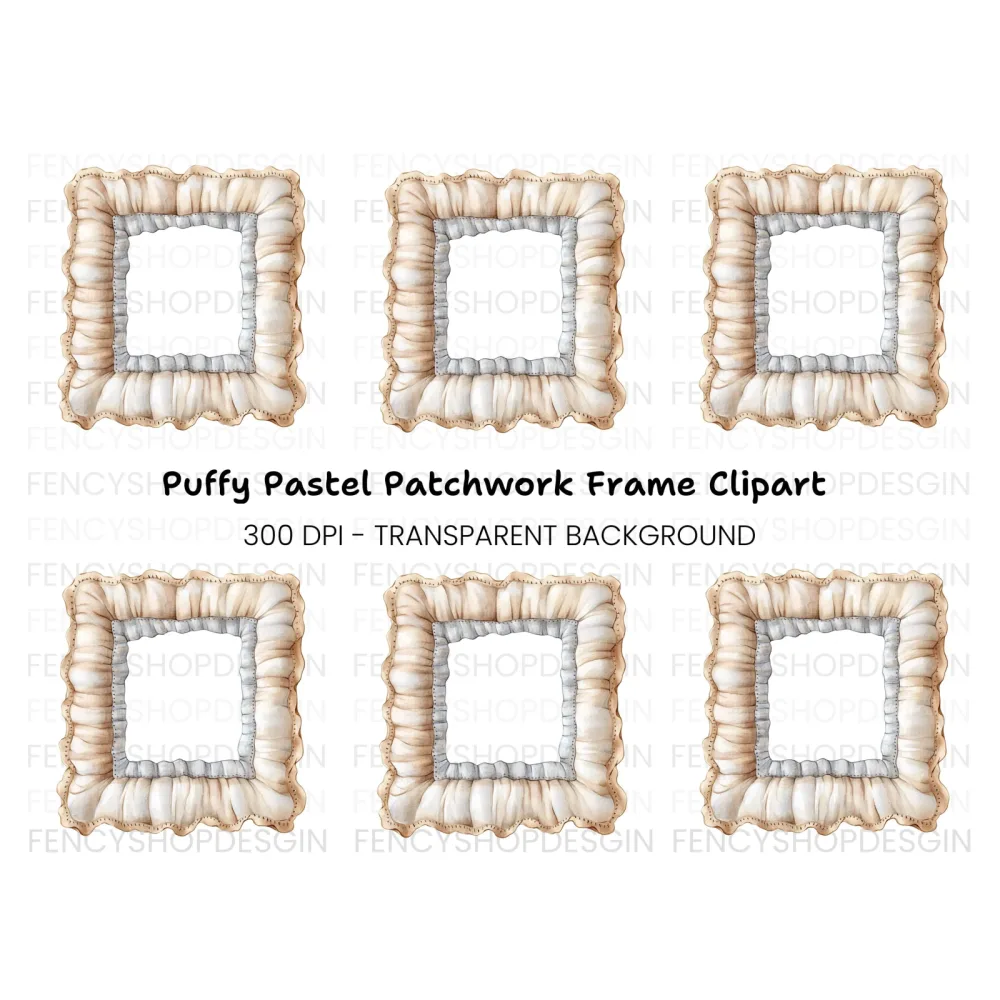 Soft Ruffled Fabric Frame Clipart Bundle
