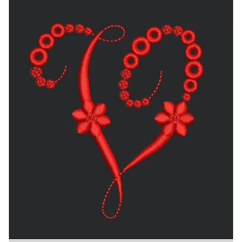 Floral Red Colour Embroidery Design