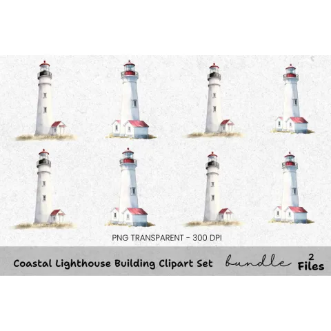 Coastal Lighthouse Clipart Bundle
