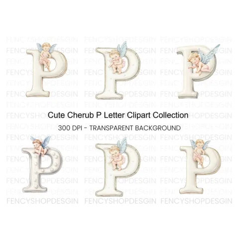 Sweet Cherub Angels Alphabet Clipart Bundle