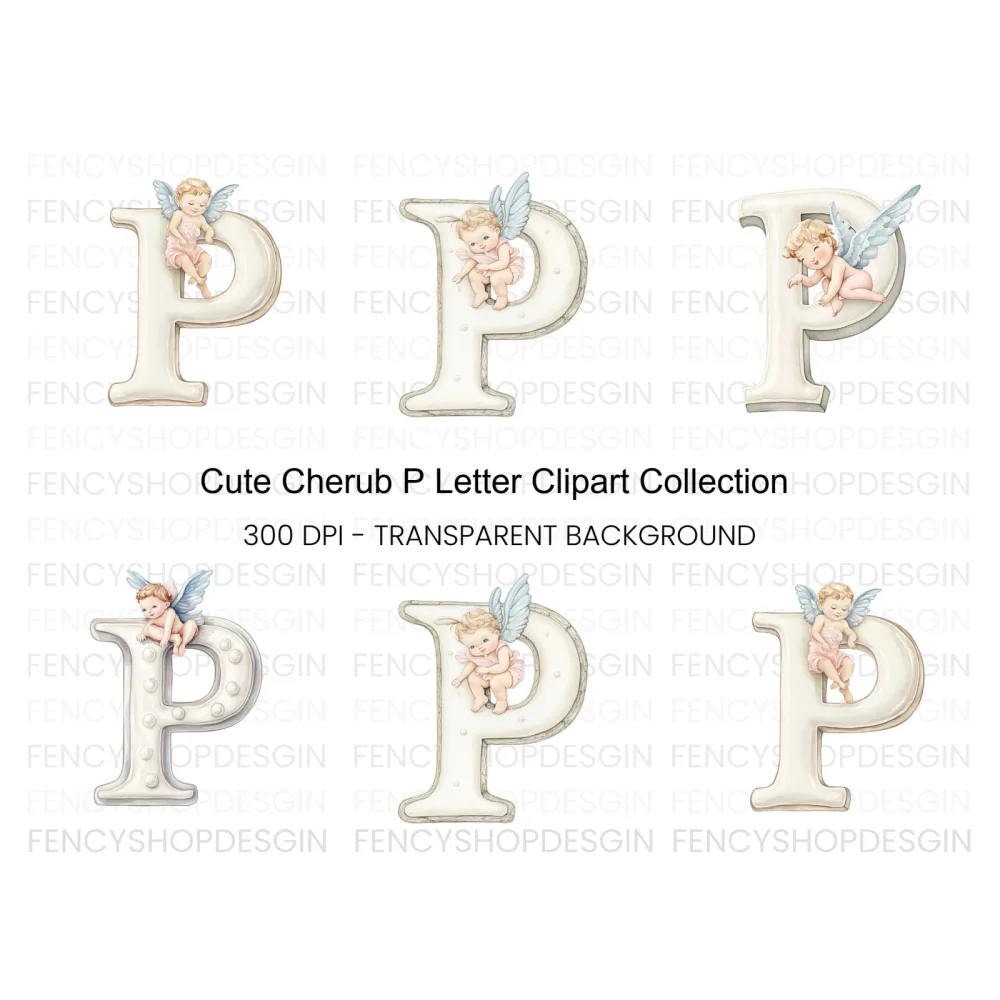 Sweet Cherub Angels Alphabet Clipart Bundle