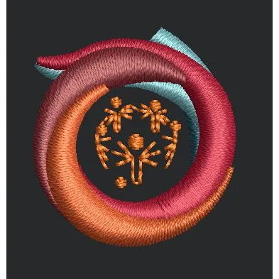 Spiral Core Emblem Embroidery Design