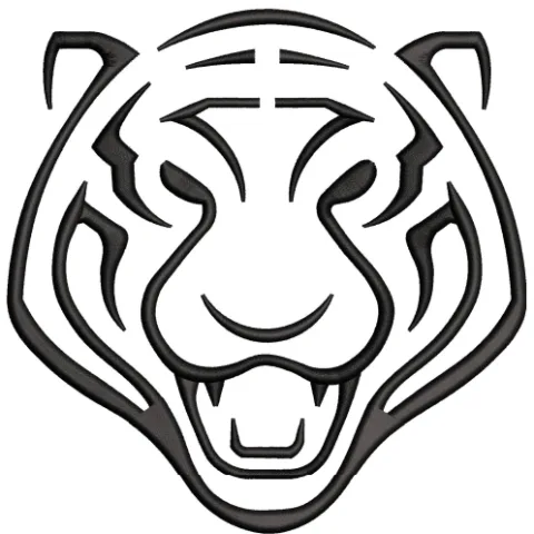 Tiger Face Line Embroidery Design