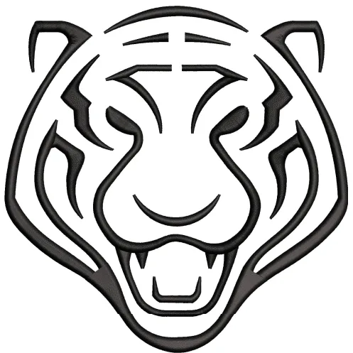 Tiger Face Line Embroidery Design