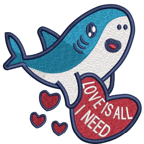 Fish J Embroidery Design