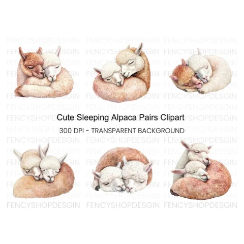 Cute Alpaca Family Clipart Bundle