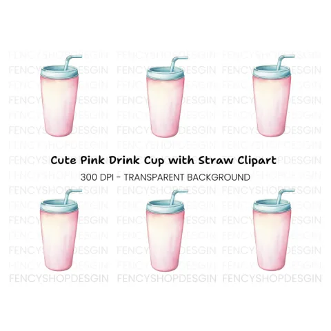 Pink Drink Tumbler Clipart Bundle