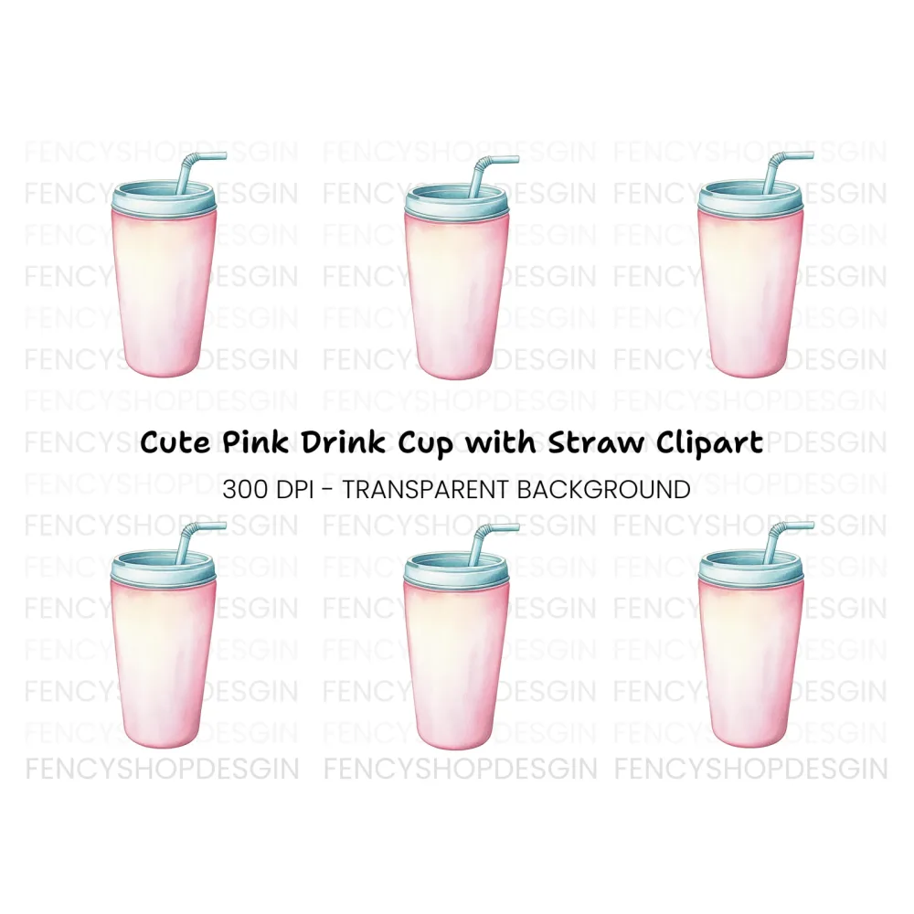 Pink Drink Tumbler Clipart Bundle