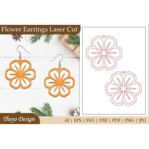 Earrings Lasercut Flower SVG Bundle