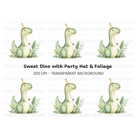 Cute Dinosaur Birthday Party Clipart Bundle