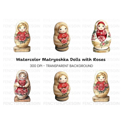 Russian Nesting Dolls Clipart Bundle
