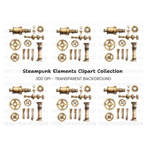 Steampunk Elements Clipart Bundle