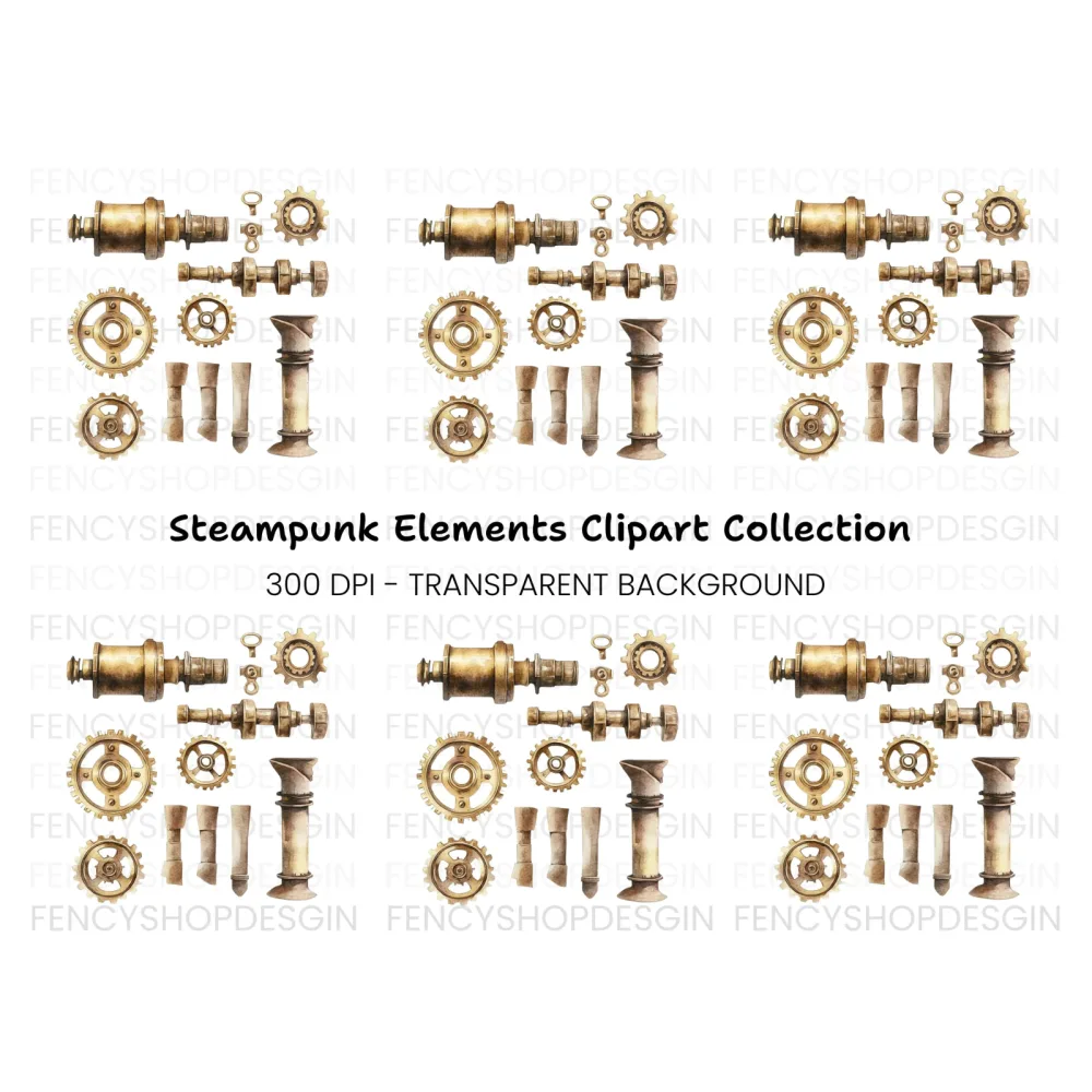 Steampunk Elements Clipart Bundle