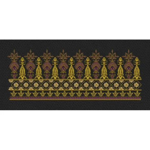 Gold And Purple Ornate Endless Border Embroidery Design