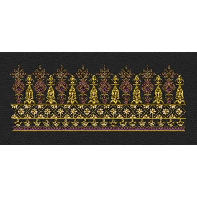 Gold And Purple Ornate Endless Border Embroidery Design